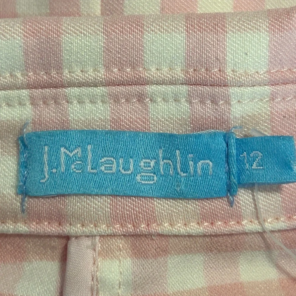 J. McLaughlin RESSIE white/ pink Gingham rayon blend jacket SZ 12 NWT